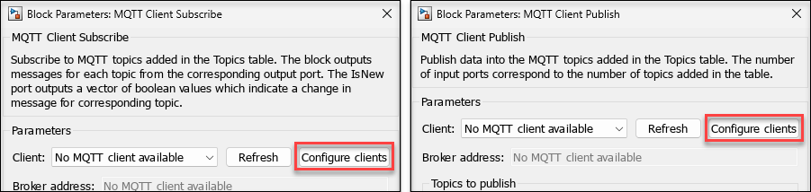 MQTT Block masks - Configure MQTT clients