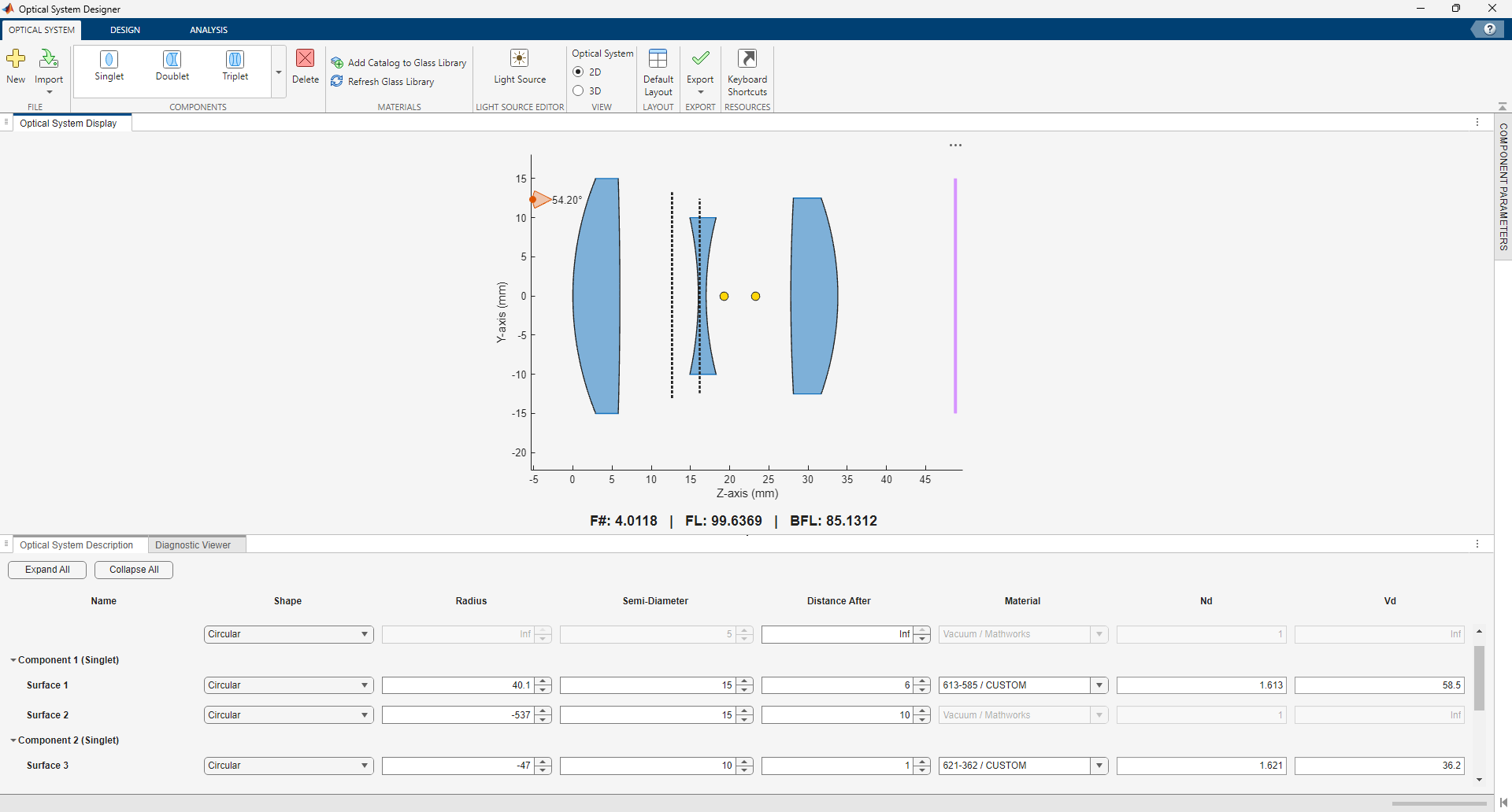 Optical System Designer app
