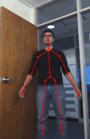 Kinect skeletal overlay on image of person