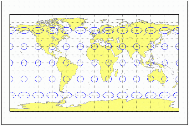 World map using equidistant cylindrical projection