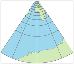 World map using standard Lambert conformal conic projection