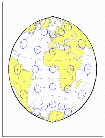 World map using polyconic projection