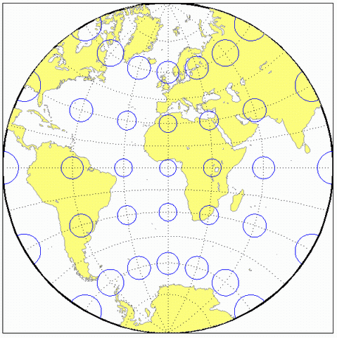 World map using stereographic projection