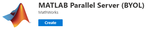 Picture of the MATLAB Parallel Server (BYOL) offering in the Azure Marketplace.