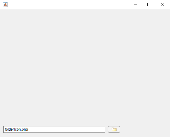 File selector component in a UI figure window. The edit field contains the text: "folderIcon.png".