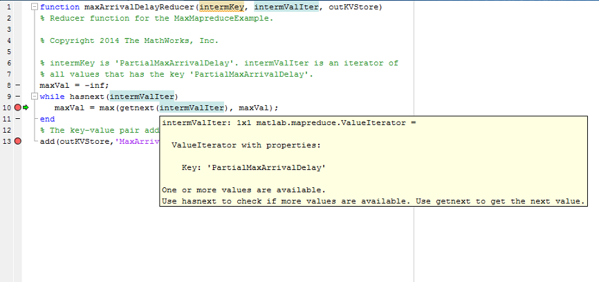 Screenshot of hover text showing ValueIterator with an active key and one or more values available.