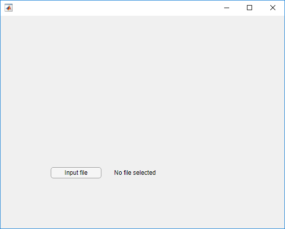 App window displaying the Input file button and the text "No file selected"