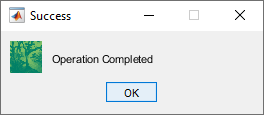 Message dialog box with the title "Success" and the text "Operation Completed". The dialog contains an icon of a tree using the green-and-yellow summer colormap to the left of the text.