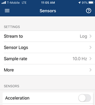 Image of sensor settings display