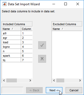 CAGE data set inport wizard.