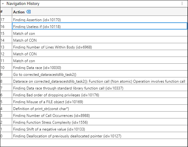 Navigation History pane