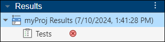 Results pane shows test execution results