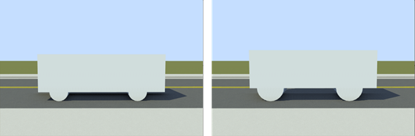 Sample vehicle with wheel radius changes