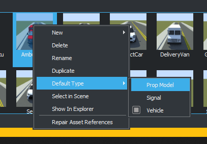 Specify asset type as vehicle.