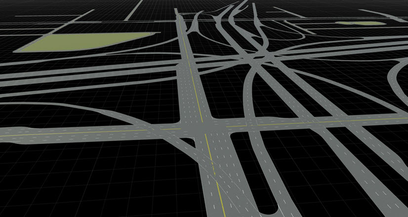 Built roads with Elevate Roads by Layer and Create Turn Lanes options disabled for OpenStreetMap