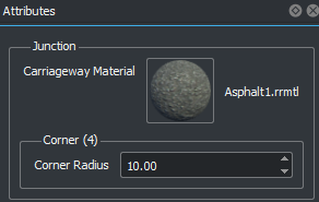 Attributes pane of junction with Corner Radius set to 10