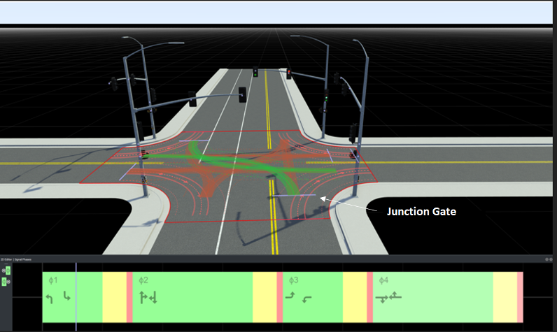 Four-way junction showing road maneuvers, with the current maneuver highlighted