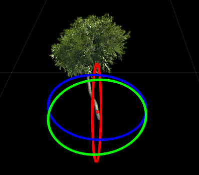 Axis orbital rings around the selected prop