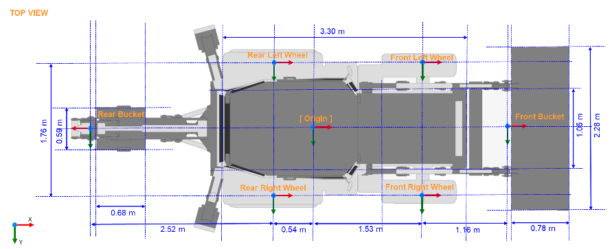 Backhoe vehicle top view