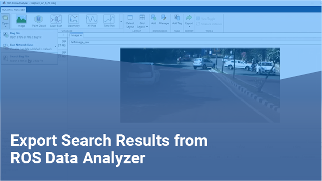 Thumbnail of video walkthrough of exporting search results from ROS Data Analyzer app