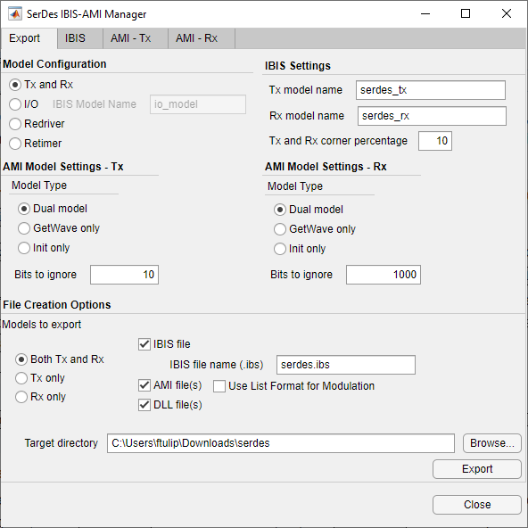 Exporting IBIS files