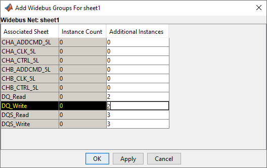 Add widebus group on the sheet.