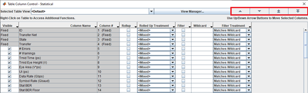 Ordering columns using table column control.