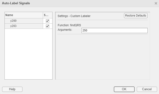 Bulk autolabeling dialog box