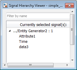 Signal Hierarchy Viewer window displays an updated list containing data3 instead of data2, and a new entity structure name.