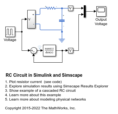 Circuit RC dans Simulink et Simscape