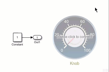An unconnected Knob block connects to a Constant block.