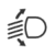 Headlamp Leveling icon: the outline of a lamp emitting rays of light with an arrow pointing clockwise above them and an arrow pointing counterclockwise below them