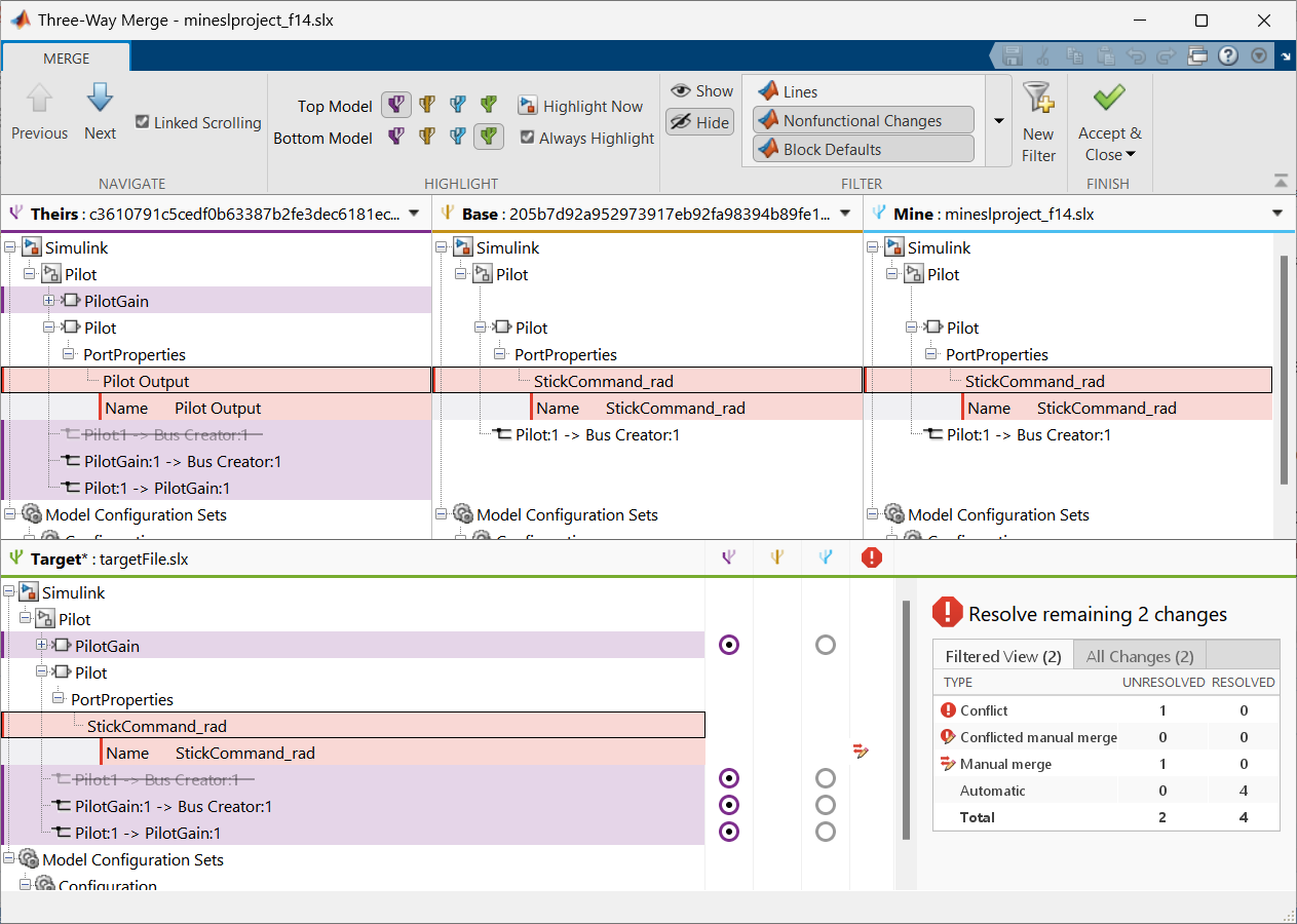 Simulink Three-Way Merge Tool