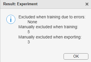 Dialog box showing excluded results