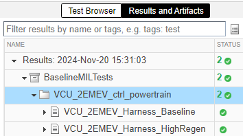 Results and Artifacts tree