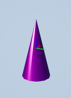 Cone shape with coordinate system axes at the actor origin.