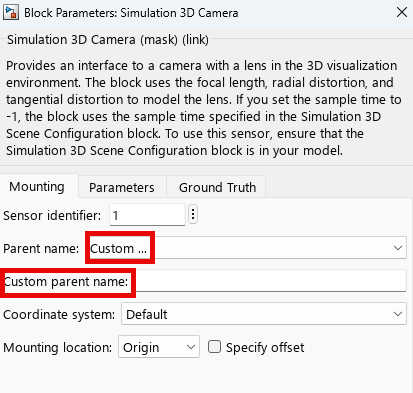 Block mask settings to visualize field of view and set the range