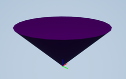 Revolution shape with coordinate system axes at the actor origin.