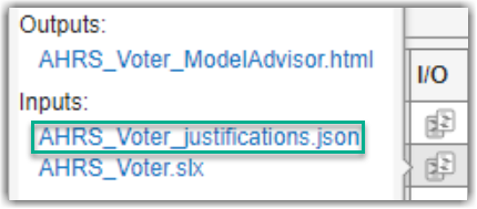 Justifications JSON file in list of Process Advisor inputs