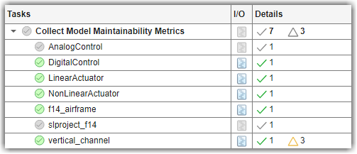 Tasks column showing outdated task results for two model task iterations