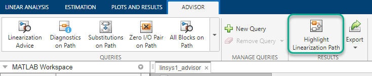 Advisor tab with Highlight Linearization Path shown on the right side