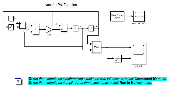 The sldrtex_vdp model demonstrates Simulink Desktop Real-Time operations.