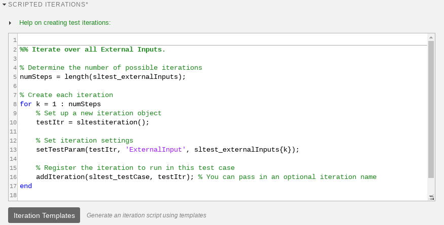 Code for scripted iterations