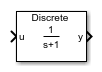 Low-Pass Filter (Discrete or Continuous) block