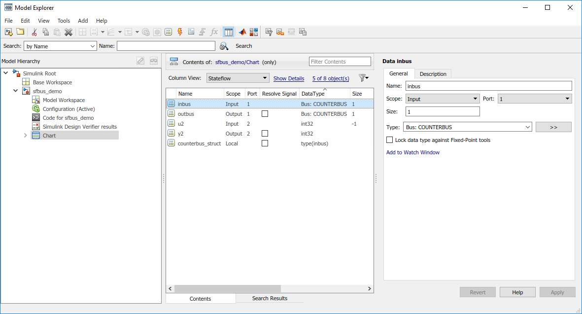 Model Explorer showing data for chart.