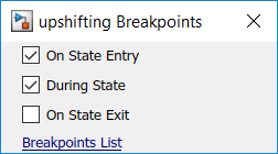 Breakpoints dialog box for a state.