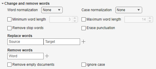 "Data" option with "str" selected, and "Add part-of-speech" and "Detect named entities" check boxes selected