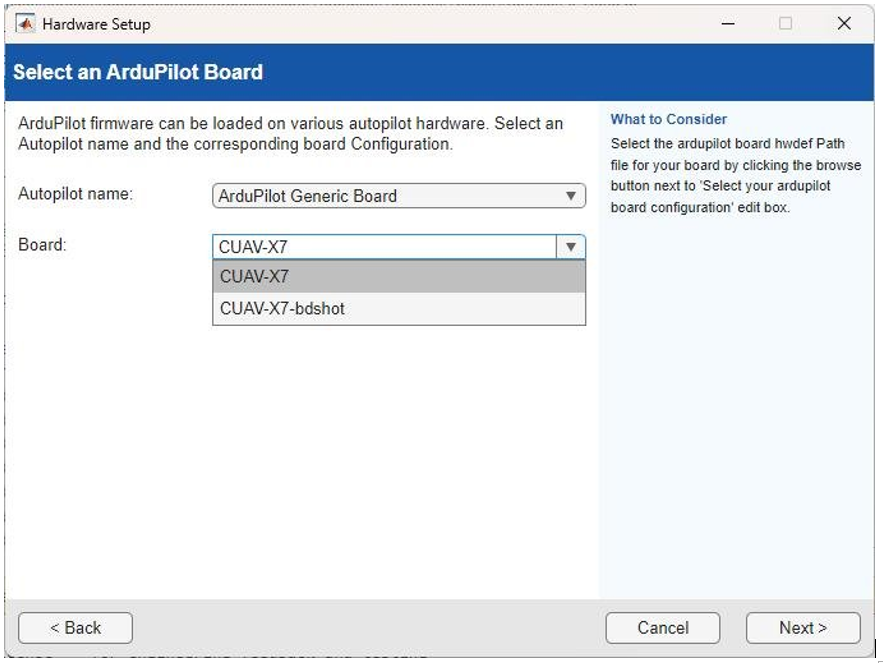 Select ArduPilot Autopilot board
