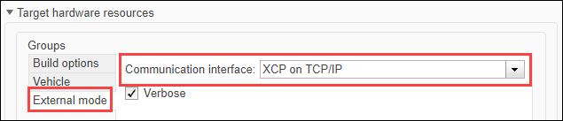 ArduPilot Host Target selected as hardware board