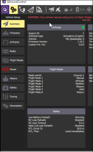 QGC vehicle setup